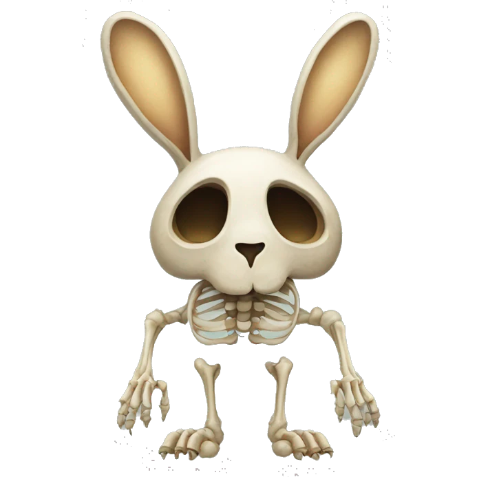 A full-length rabbit skeleton with crosses over its eyes emoji