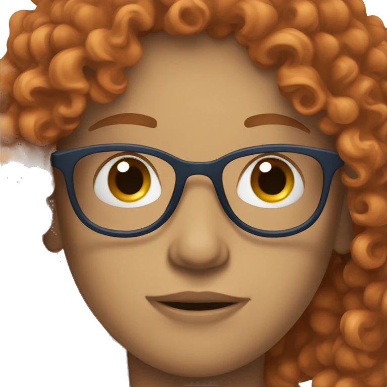 Person, pale, red curly hair, blue eyes, glasses emoji