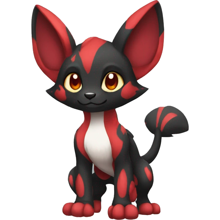 Cute cool black red animal hybrid Fakemon full body emoji