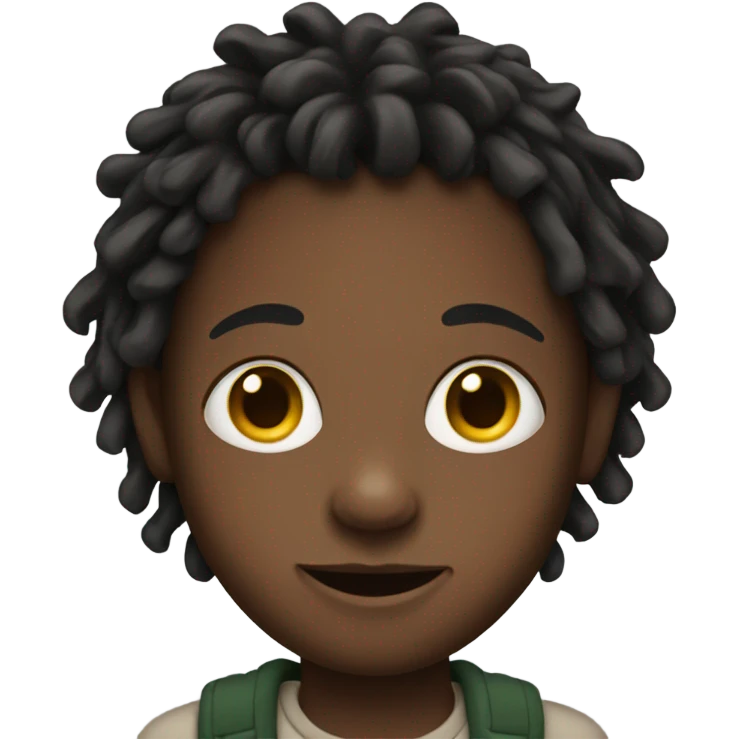 portrait of a boy looking with locs emoji