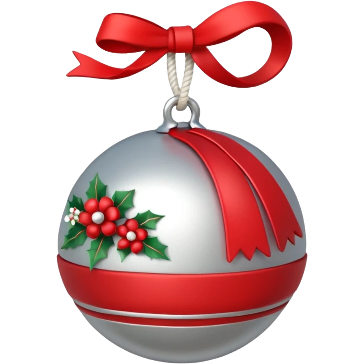 cute sleigh bell with red and white rope and floral decoratons emoji