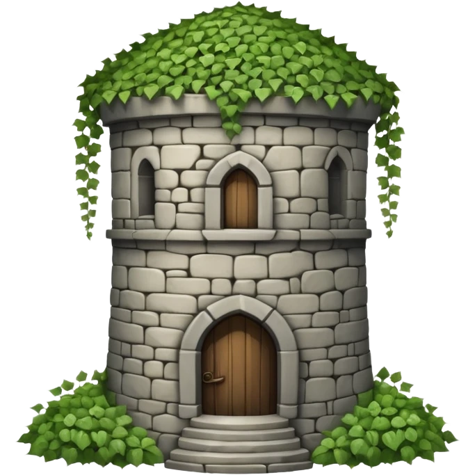 A medieval round tower covered in ivy vines. emoji