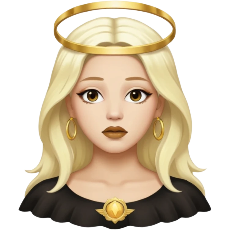Rosalia (the singer) virgin. (Use lux album cover as reference). Hais bleached halo in hair and gold lips emoji