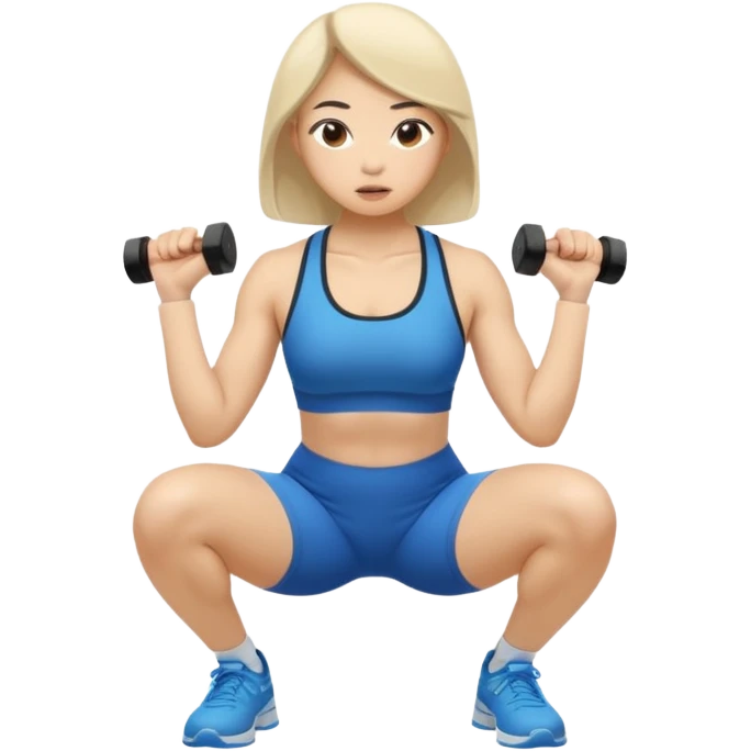 white asian girl woman doing squat emoji