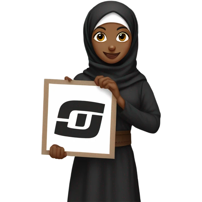 Black hijabs holding sign  “go giants” sign emoji