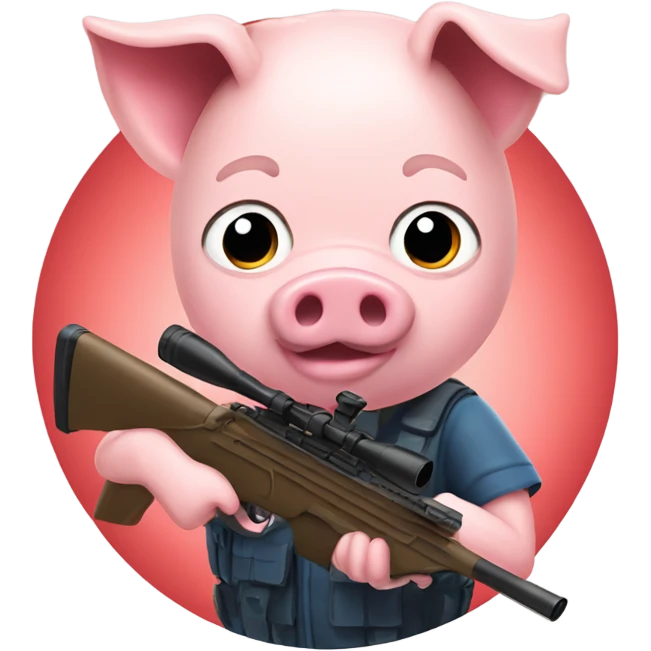 The pig sniper is shooting and the trigger has a heart fire. emoji