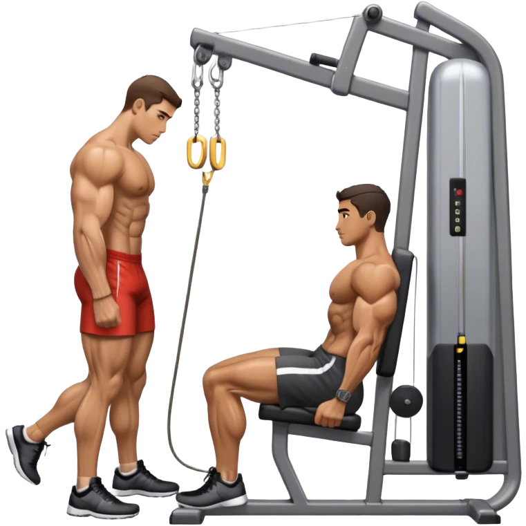 side-view man standing cable-machine tricep-pushdown emoji