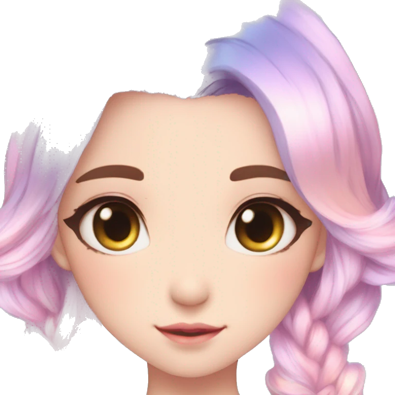 Gorgeous Attractive Beautiful Blushing Petite Colorful-Shiny-Pastel-Fairy-Anime-Girl with beautiful gradient pastel hair aesthetic emoji