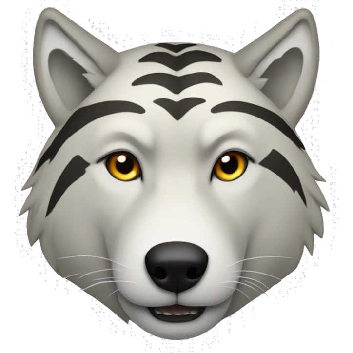 Wolf with a tiger stripes color white. emoji