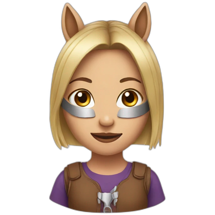 Girl wearing a horse mask emoji