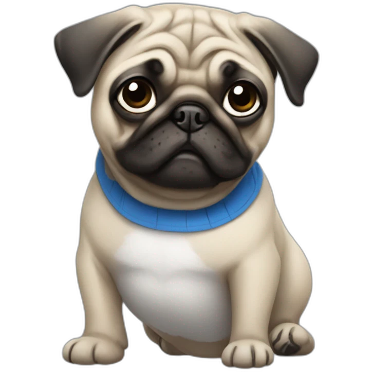 pug wearing a t-shirt emoji