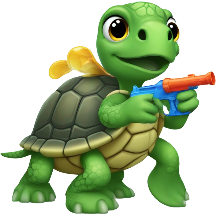 Turtle with a water gun emoji