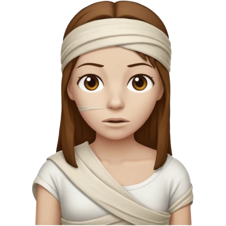 Mummy, his clothes:white T-shirt, brown hair emoji