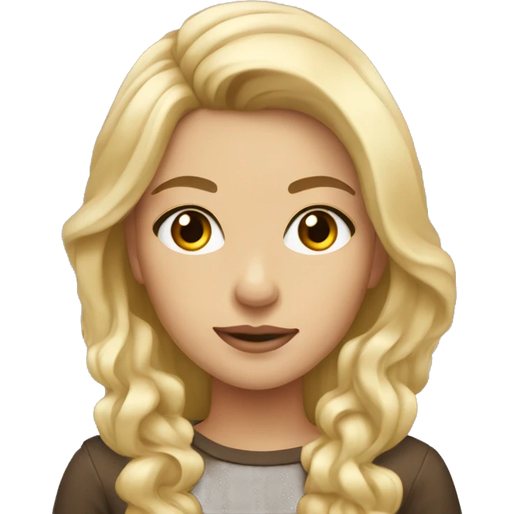 A blonde girl with brown eyes, dressed luxuries  emoji
