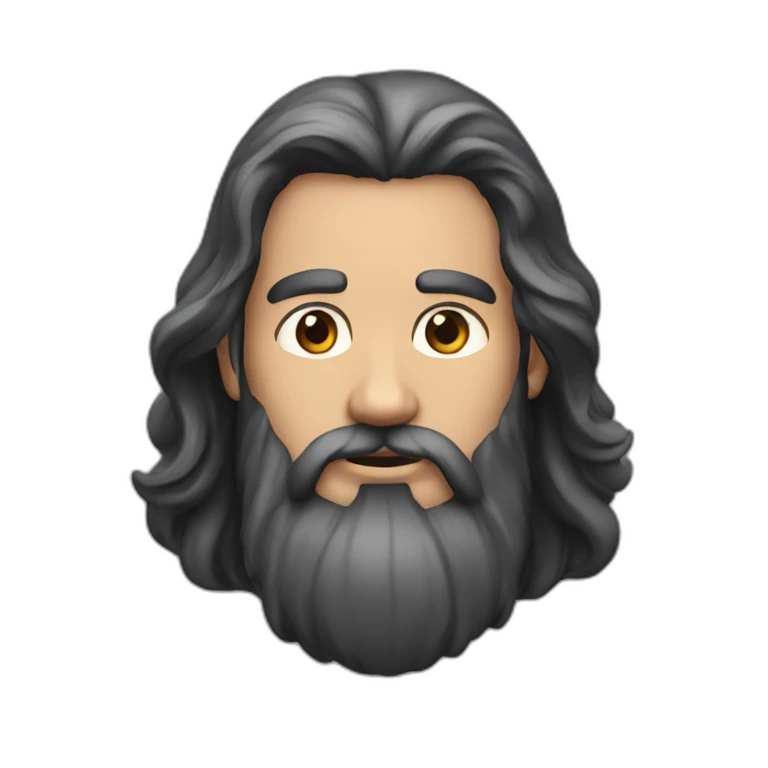 man with long dark hair and long beard emoji