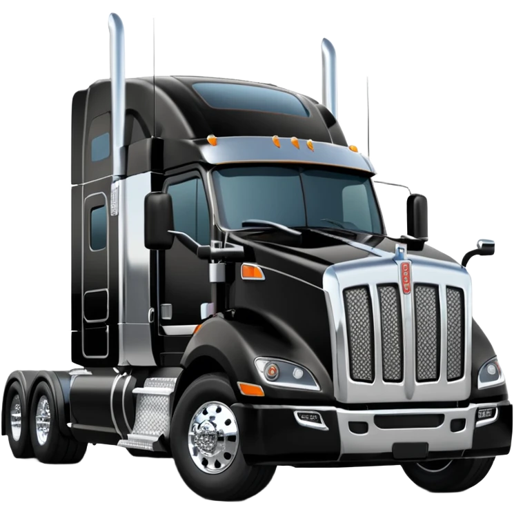 2026 Black Kenworth T680 Flat Top Semi Sleeper with stacks make realistic emoji