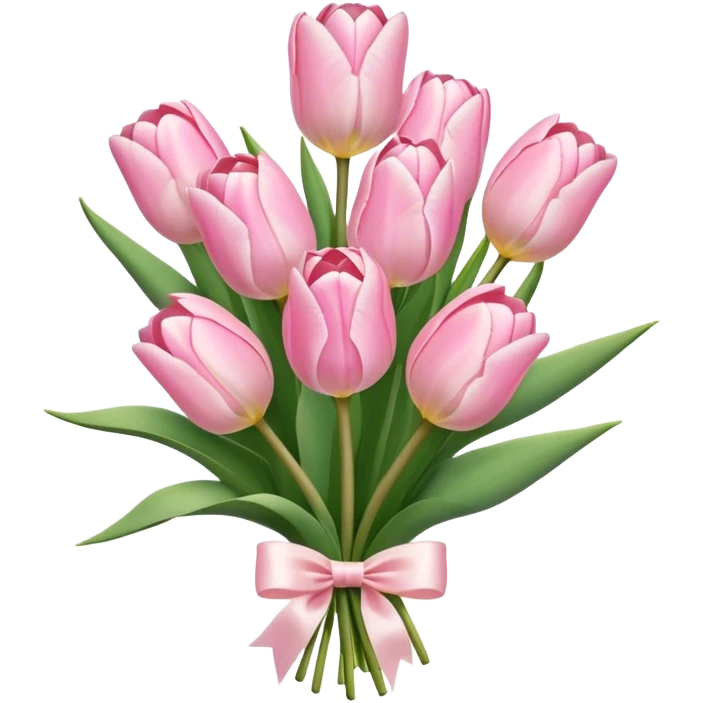 light pink tulip bouquet with light pink bow emoji