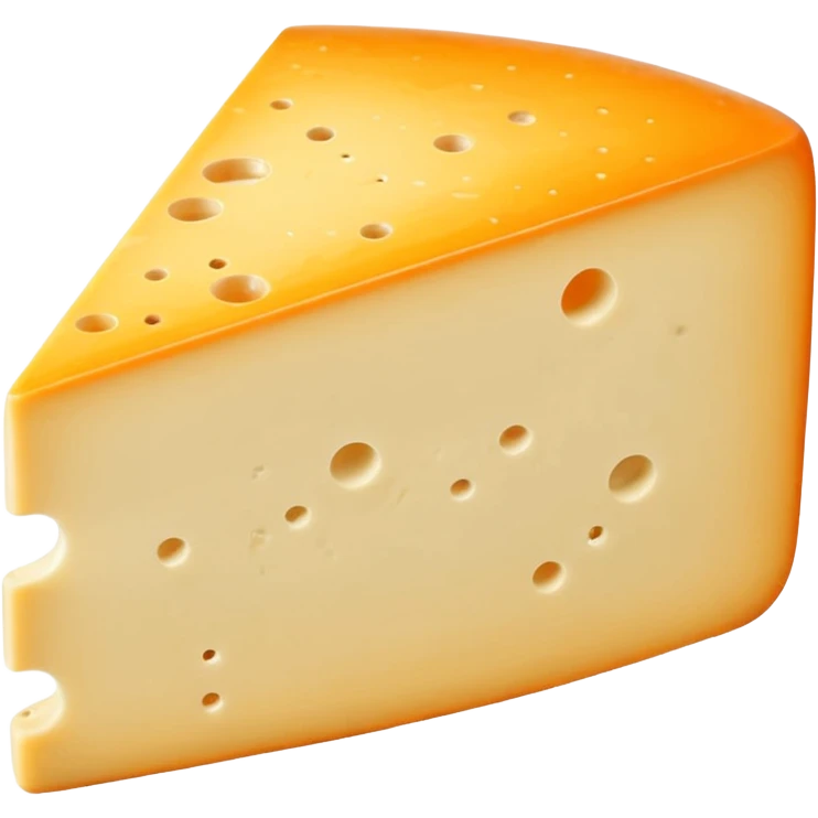 wedge of Saint-Nectaire cheese with soft washed orange-gray rind, creamy pale yellow interior, smooth and slightly supple paste, occasional small holes, gentle sheen, rind mottled with subtle natural aging marks, soft lighting, subtle shadows, emoji scale emoji