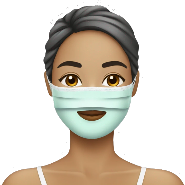 Lady with face mask spa beauty full face relaxing emoji