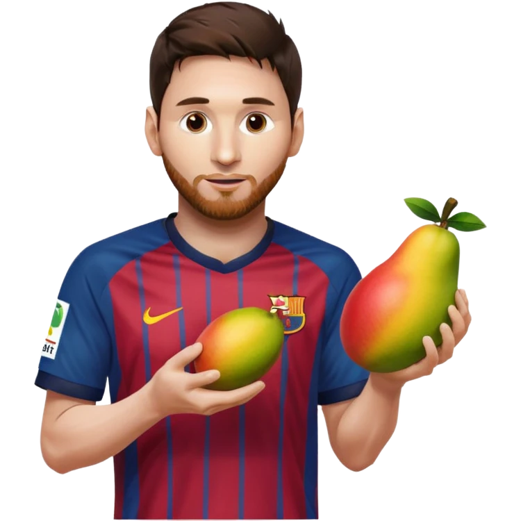 Lionel messi holding a mango emoji