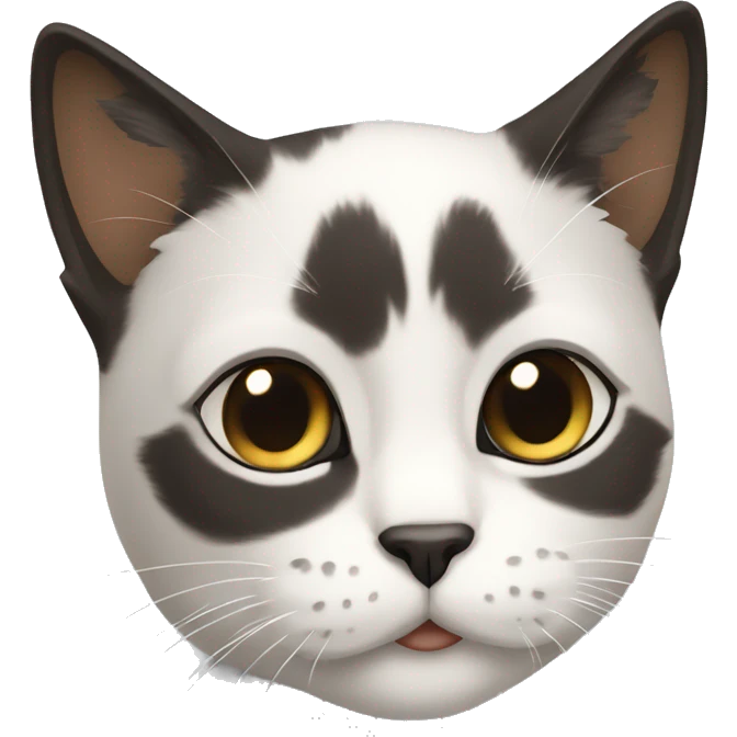Gato pelo marrón y blanco y negro emoji