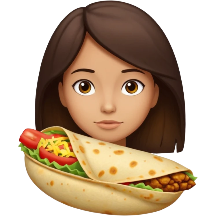 Girl with DARKBROWN  hair "resting chicken burrito face" emoji