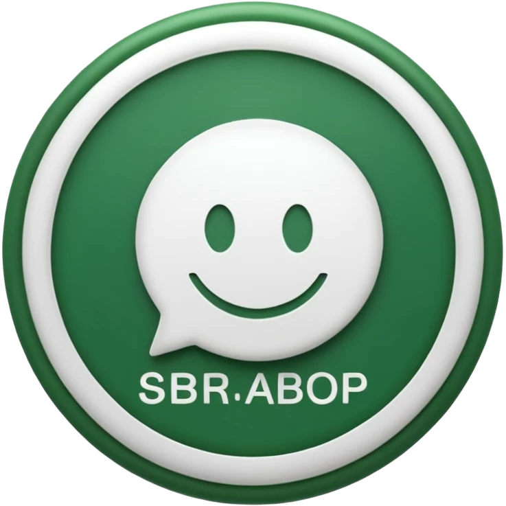 WhatsApp-inspired emoji for SBR SDN BHD, full name 'SBR SDN BHD' within a circular badge, WhatsApp's signature green and white, simple, bold, clear emoji