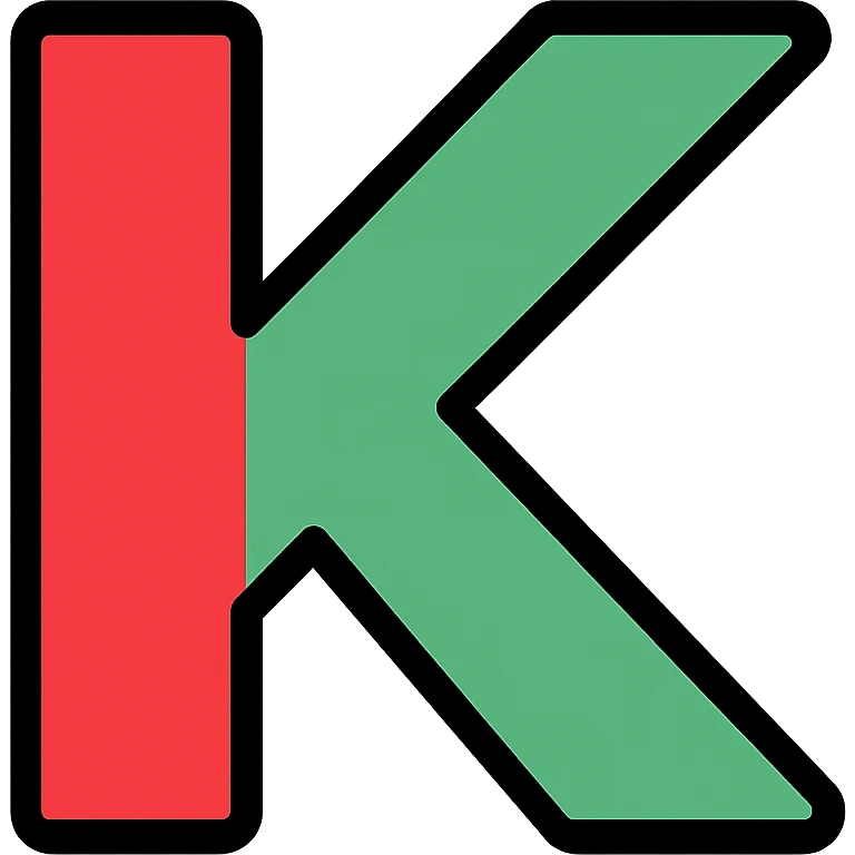 Kaspa cryptocurrency K symbol in red and green colors emoji