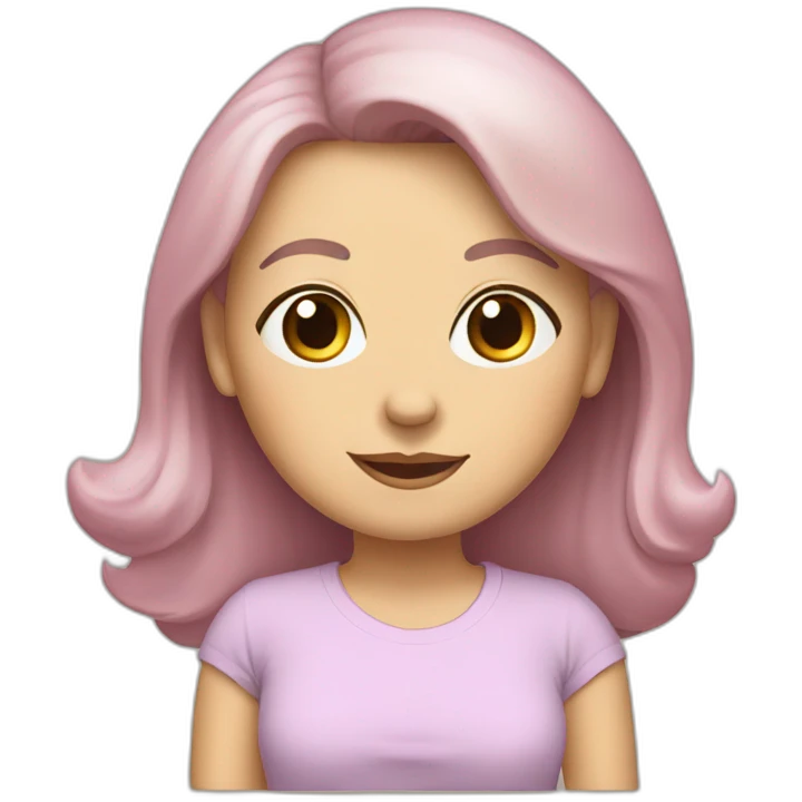 White 63 yrs old woman brown hair black eyes with a pink color T-shirt emoji