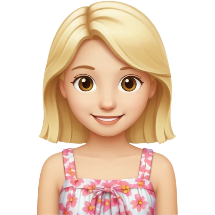 smiling girl with blonde hair in summer dress emoji