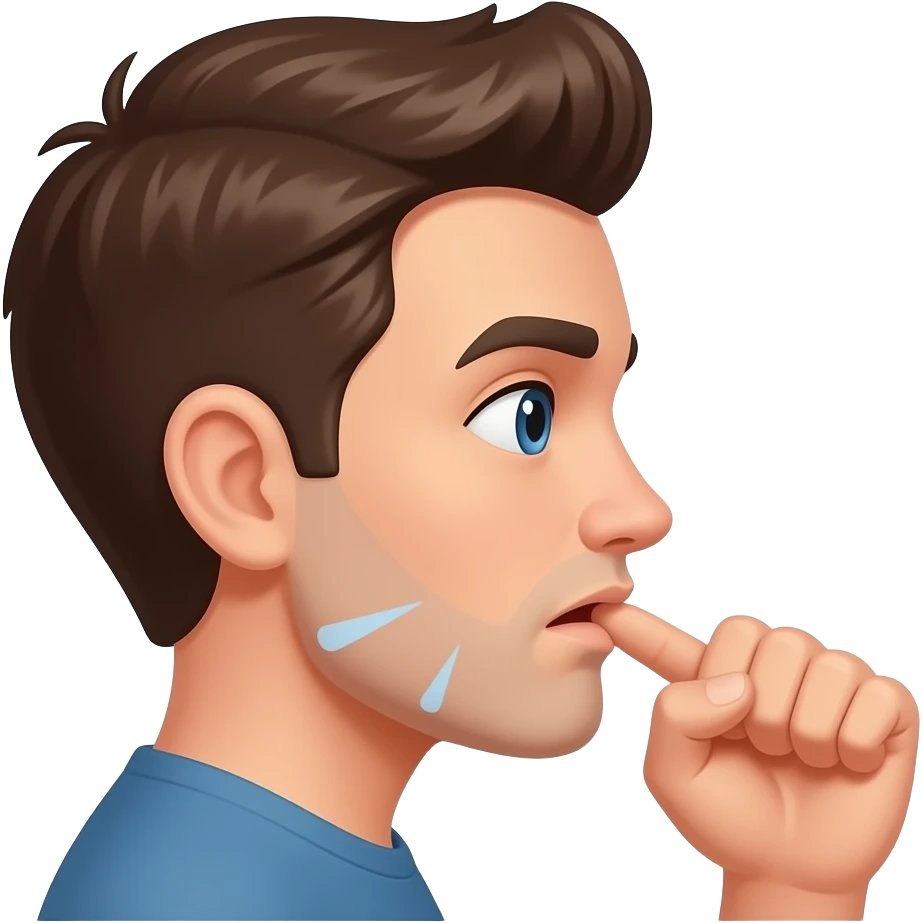 emoji with fist close to mouth hold breath on side of face emoji