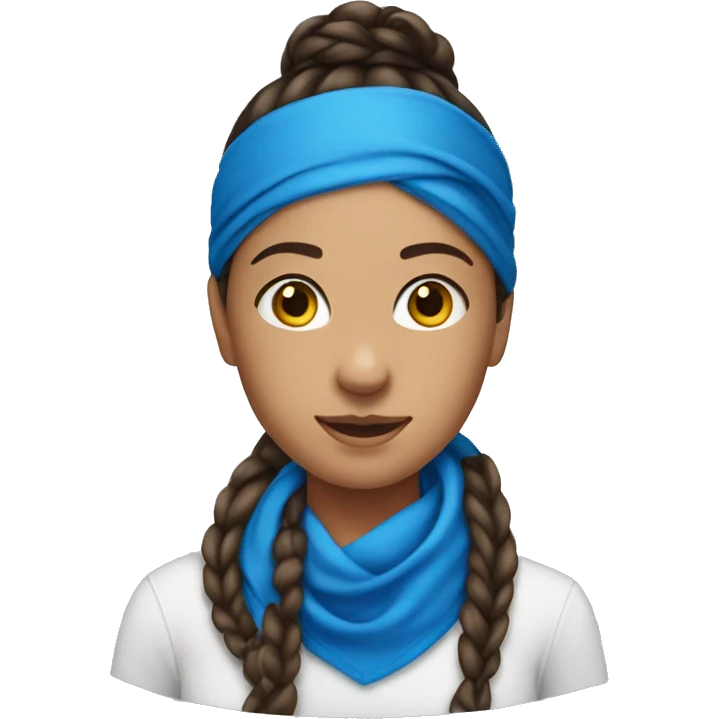 Brunette girl with braids and blue bandana around the neck emoji