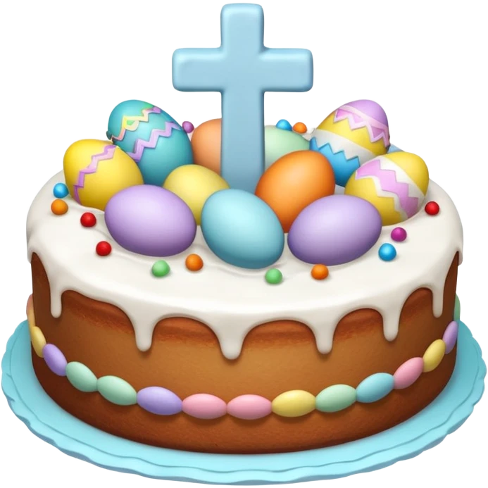 Easter cake with a cross and eggs emoji