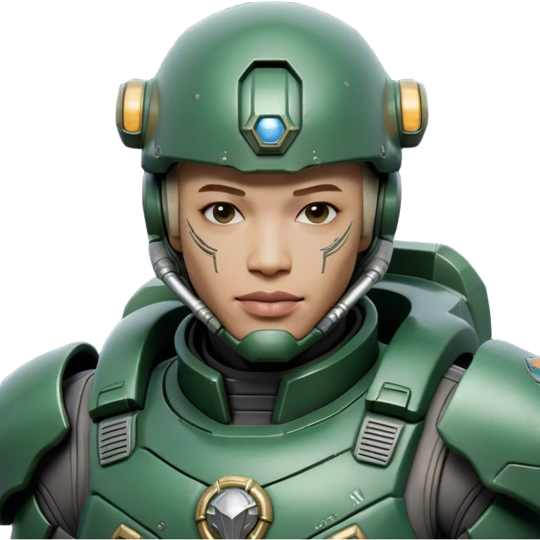 Cinematic Realistic StarCraft Terran Marine Portrait, head tilted dramatically with an exaggeratedly amused expression, blending futuristic grit with a hint of unexpected humor. His steely gaze and determined features, set against intricately detailed tactical armor in dark green and grey, are rendered with lifelike texture and dynamic lighting, high shine, dramatic yet whimsical, capturing the essence of a Terran Marine whose epic strength is accompanied by a playful edge. emoji