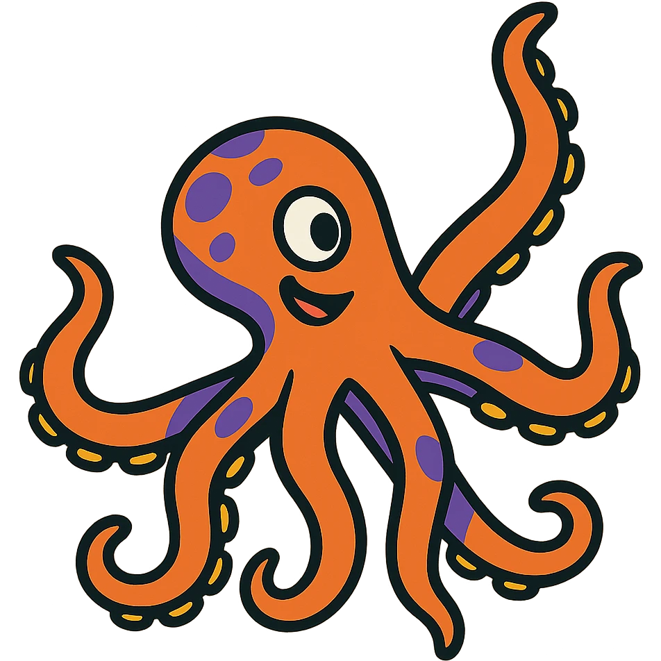 playful and dynamic octopus climbing emoji