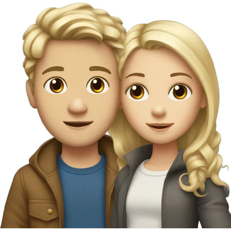 White boy with blond hair and hazel eyes with a white girl with brunette hair  emoji
