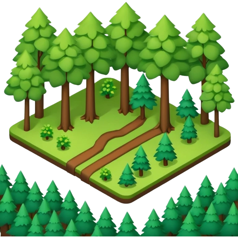 Isometric view, forest, scattered trees emoji