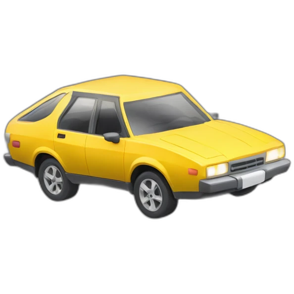 Coche amarillo con luz rotativas en techo  emoji