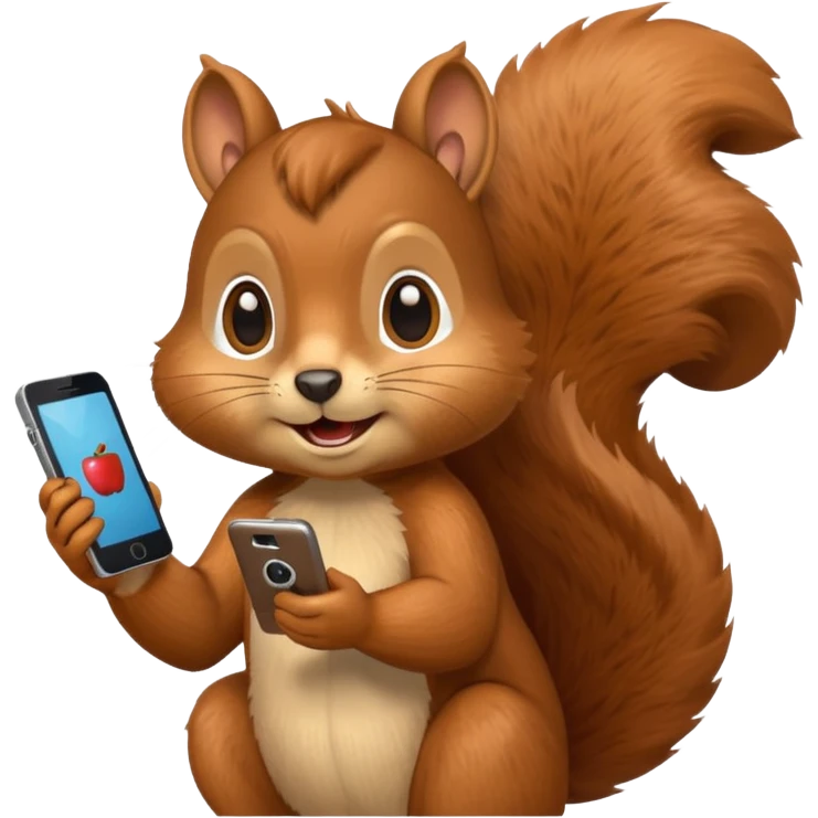 squirrel on a call, expressive face, apple style emoji emoji