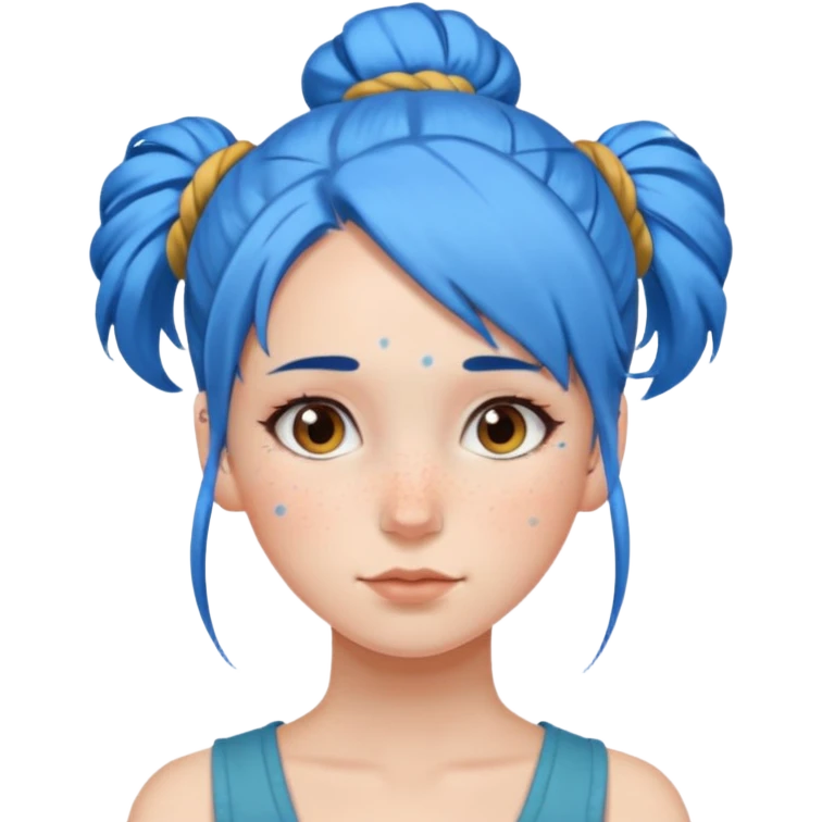 a girl with blue one bun hair emoji