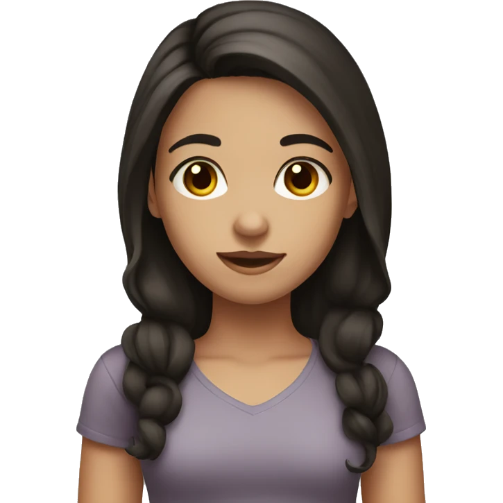 Girl with dark brown hair and eyes emoji