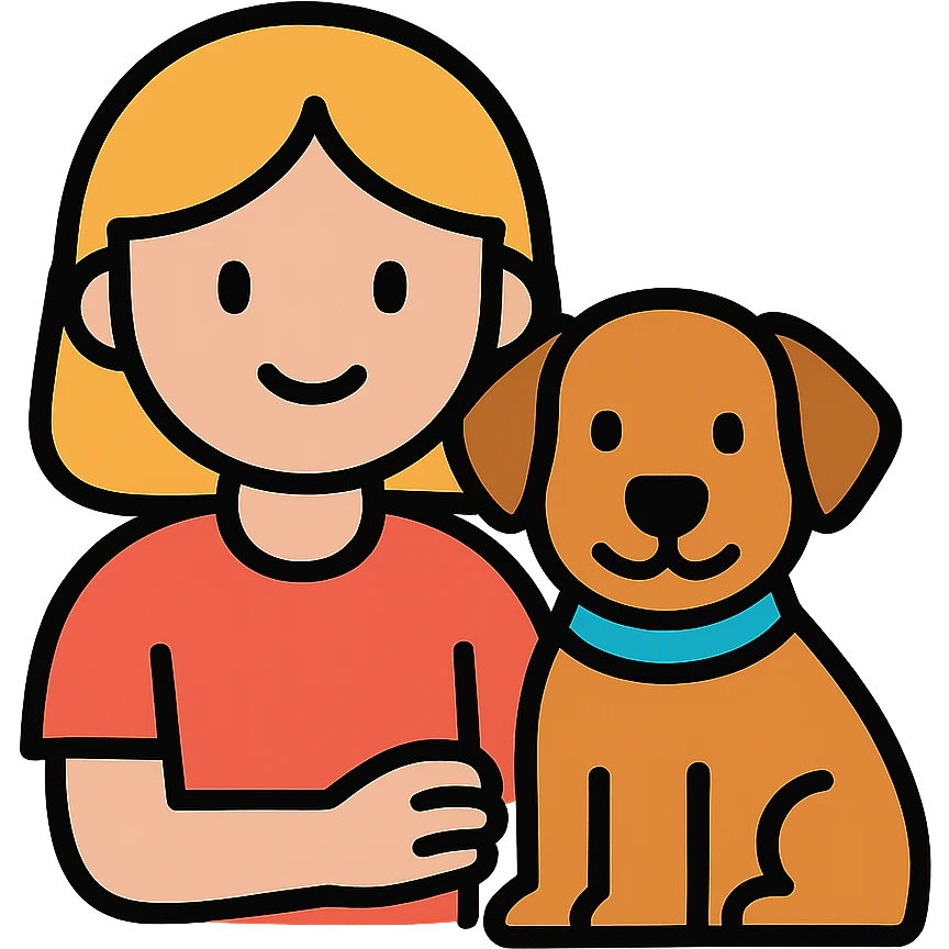 girl with pet dog, companionship emoji