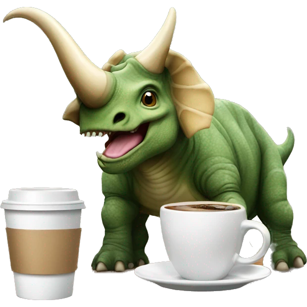 Triceratops drinking coffee  emoji