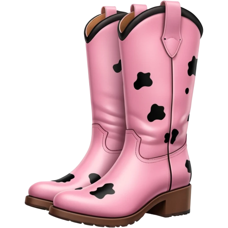 pink cow print boots emoji