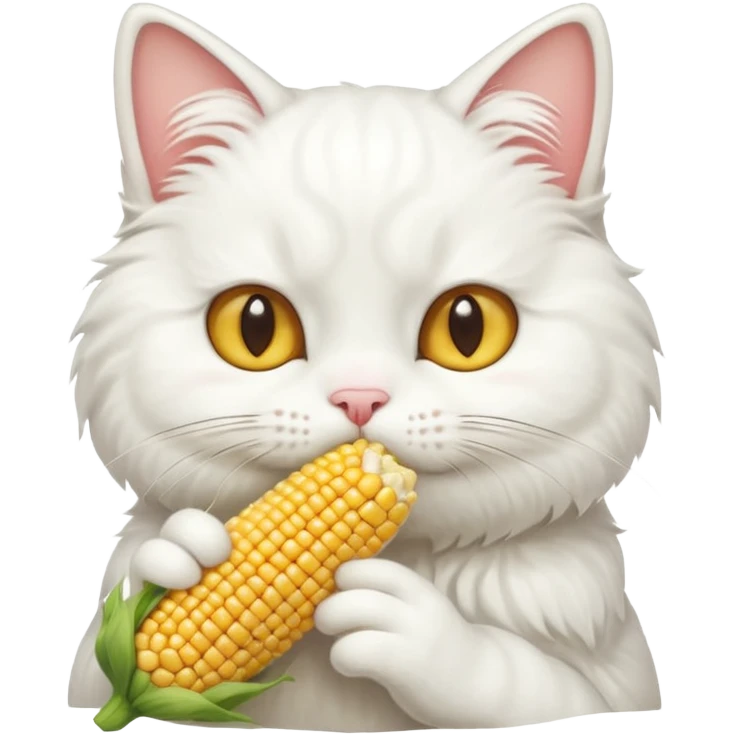 白色猫猫吃玉米的头像 emoji