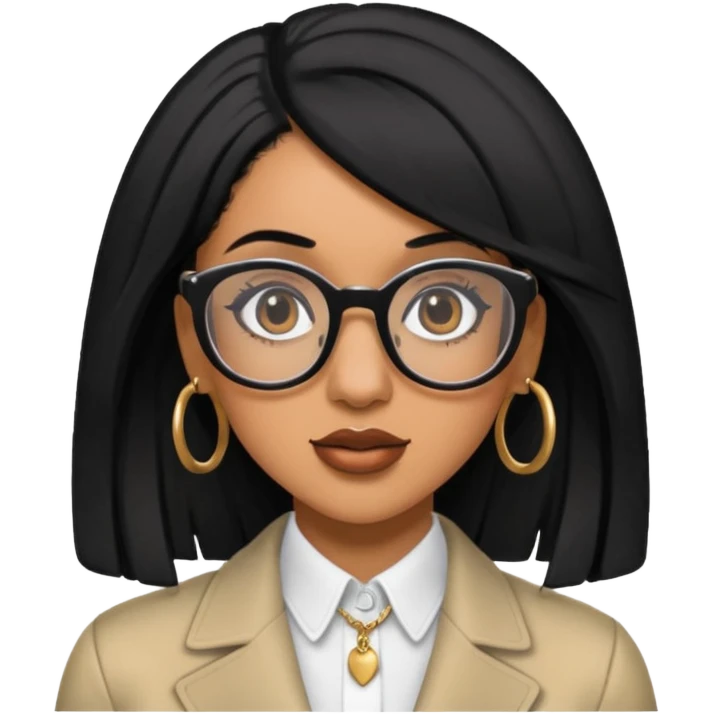 rapper Cardi B black hair wear glasses emoji