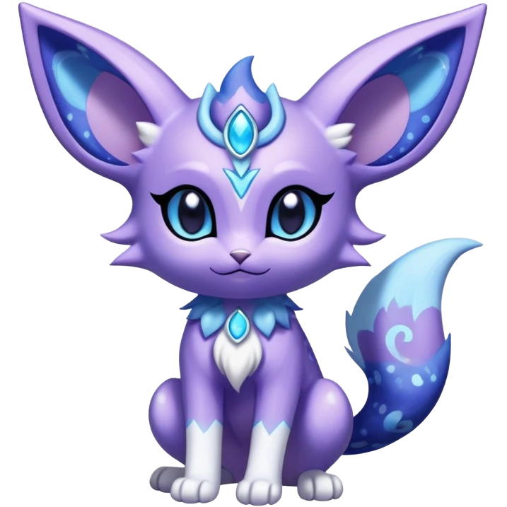 Shiny Exotic Cute Adorable Majestic Sparkly Espeon-Meowstic-Hybrid-Creature with pattern-markings emoji