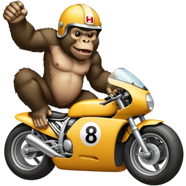 king kong gorilla racetrack a honda car with helmet emoji