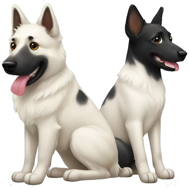  two white shepherd and one black labrador retriever emoji