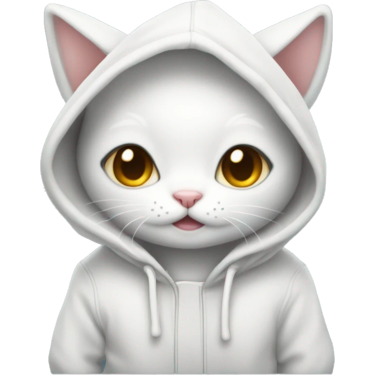 White little cute cat with hoddie emoji